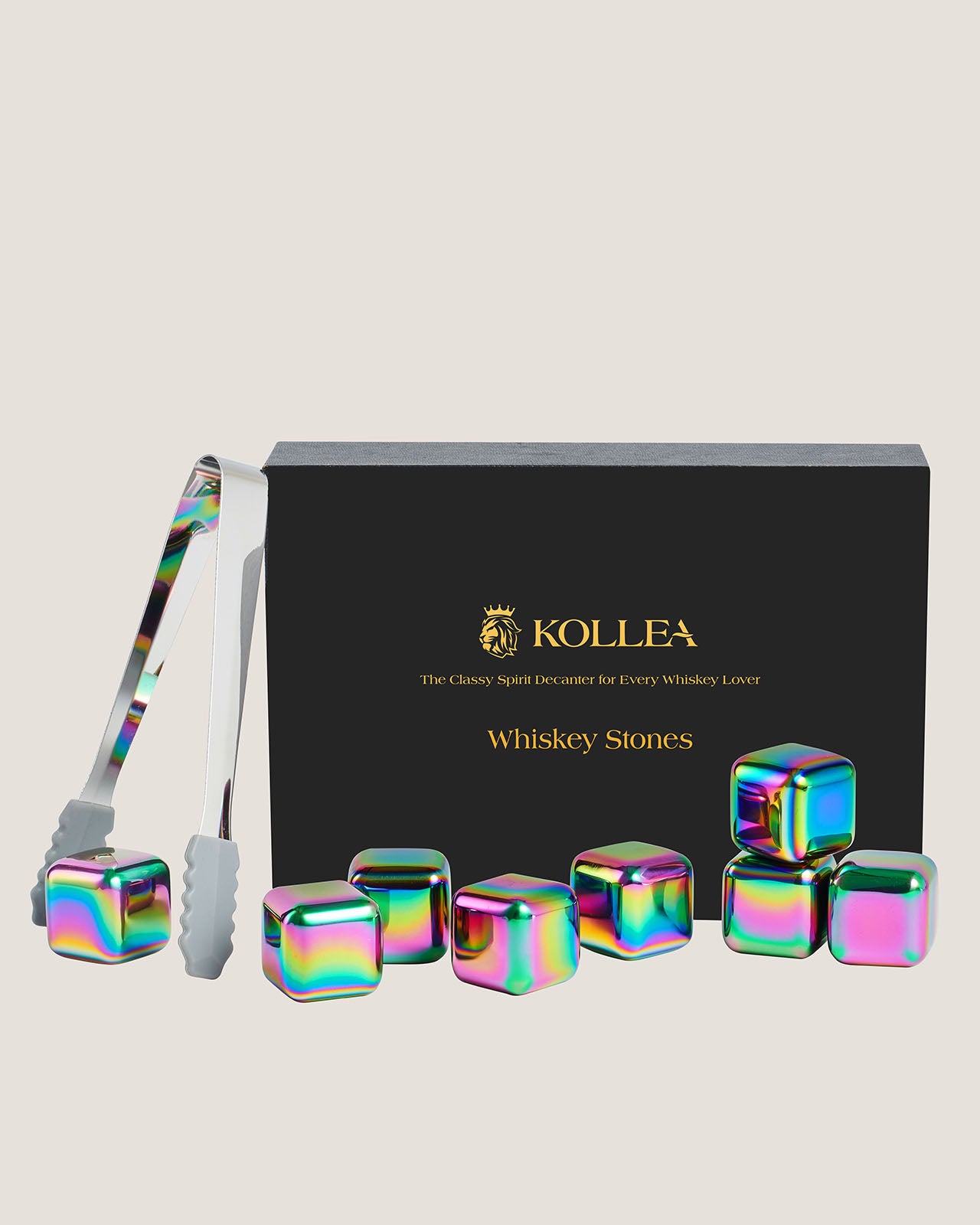 Kollea 8 Pack Multicolor Stainless Steel Whiskey Chilling Rocks