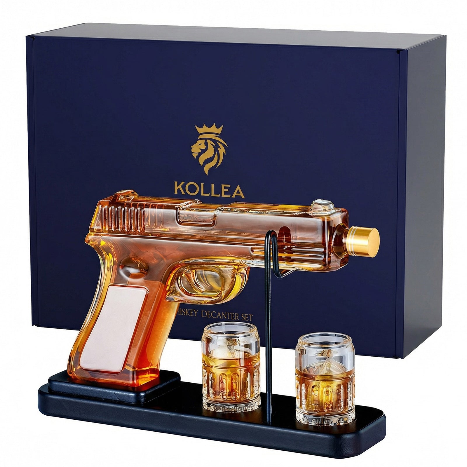 Kollea 15 Oz Gun Whiskey Decanter and 2.0 Oz Glasses Set