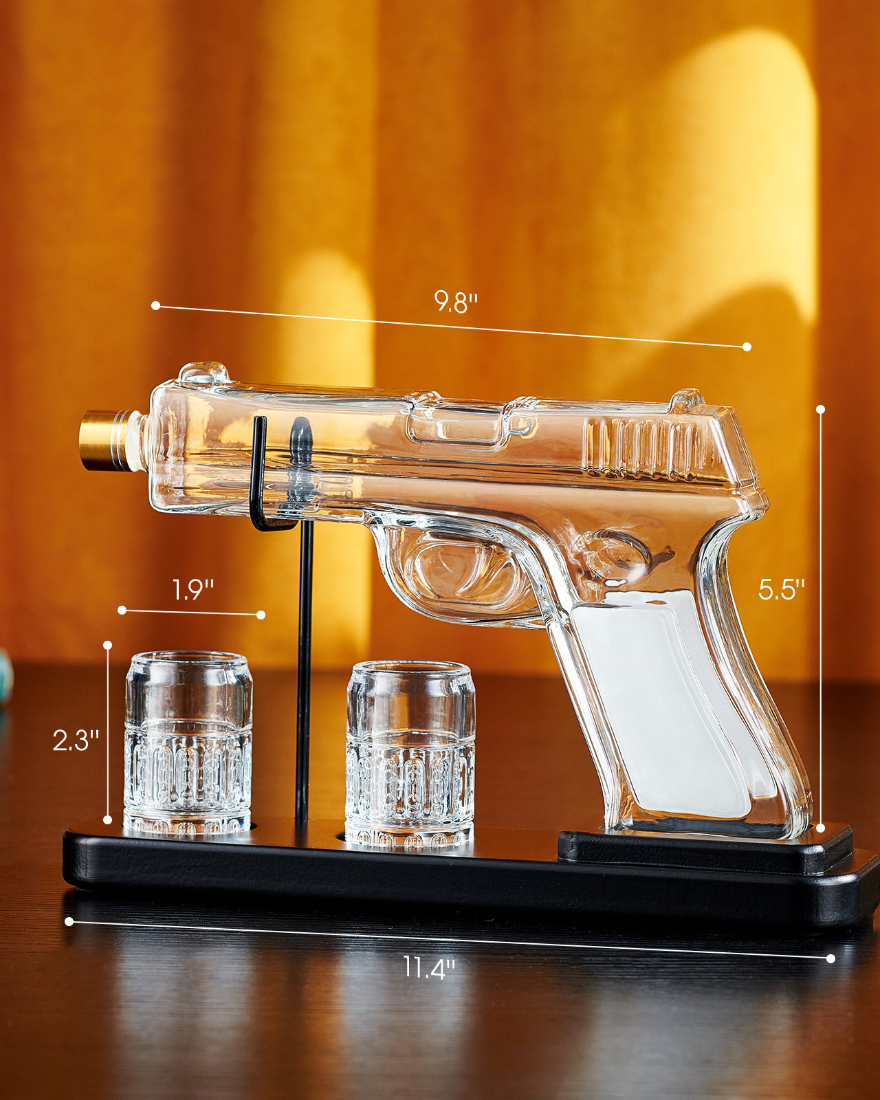 Kollea 15 Oz Gun Whiskey Decanter and 2.0 Oz Glasses Set