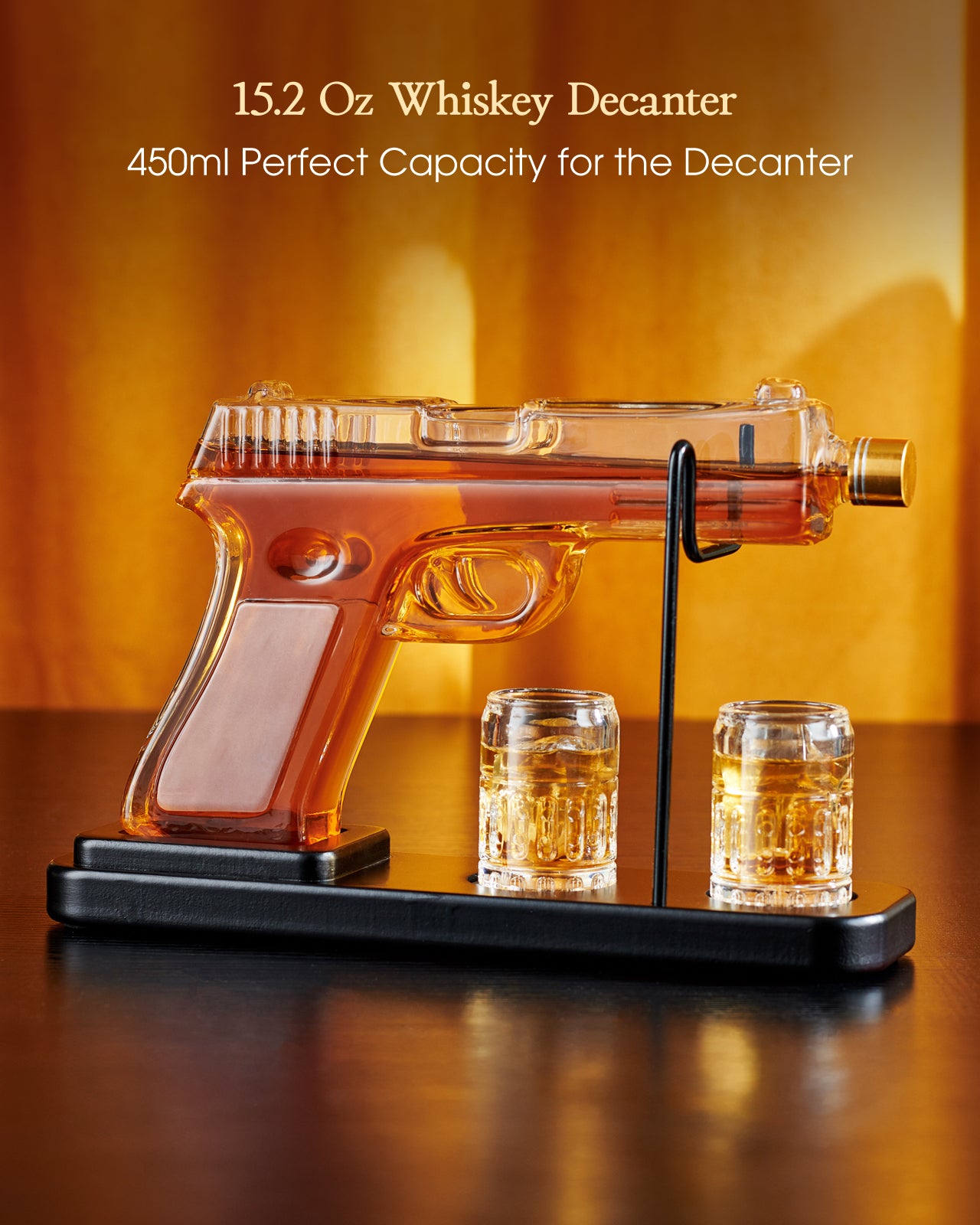 Kollea 15 Oz Gun Whiskey Decanter and 2.0 Oz Glasses Set