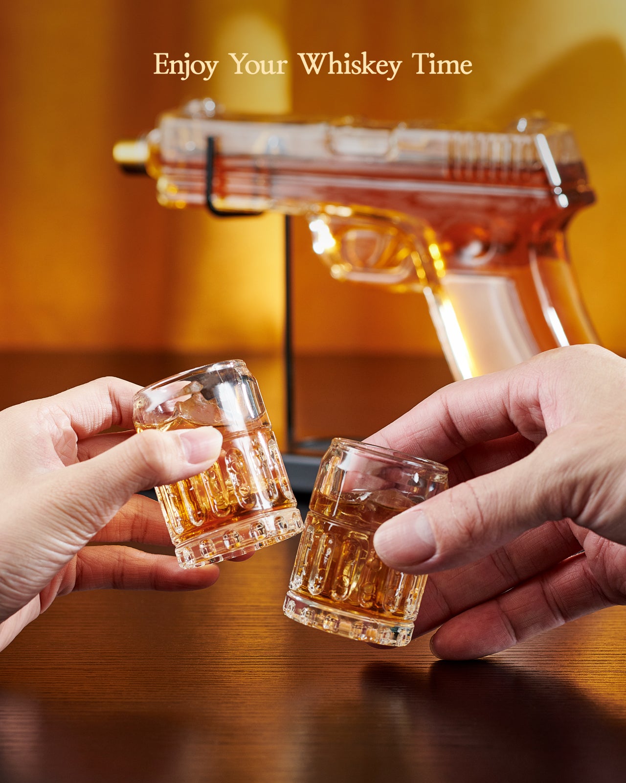 Kollea 15 Oz Gun Whiskey Decanter and 2.0 Oz Glasses Set
