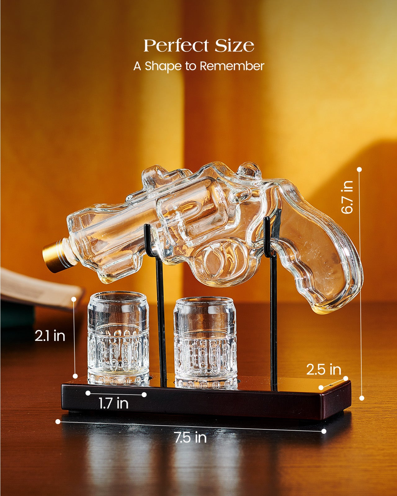 Kollea 9 Oz Revolver Gun Whiskey Decanter Set, Whiskey Gifts for Men