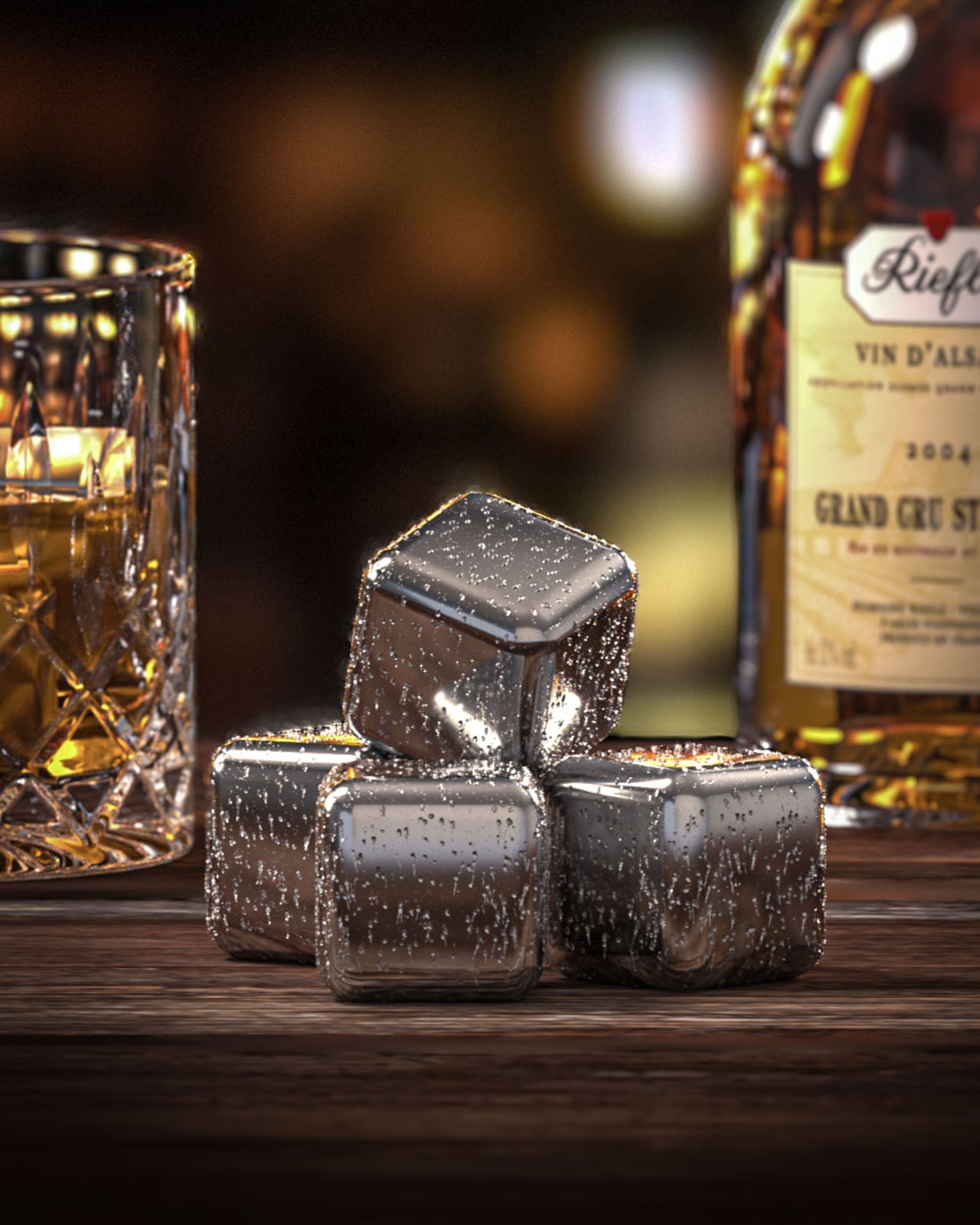 Whiskey Stones Gifts for Men Dad, Whiskey Reusable Metal Bullet Ice Cubes,  for Men, Birthday Gifts for Dad Him Husband Grandpa Boss Groomsmen,Silver