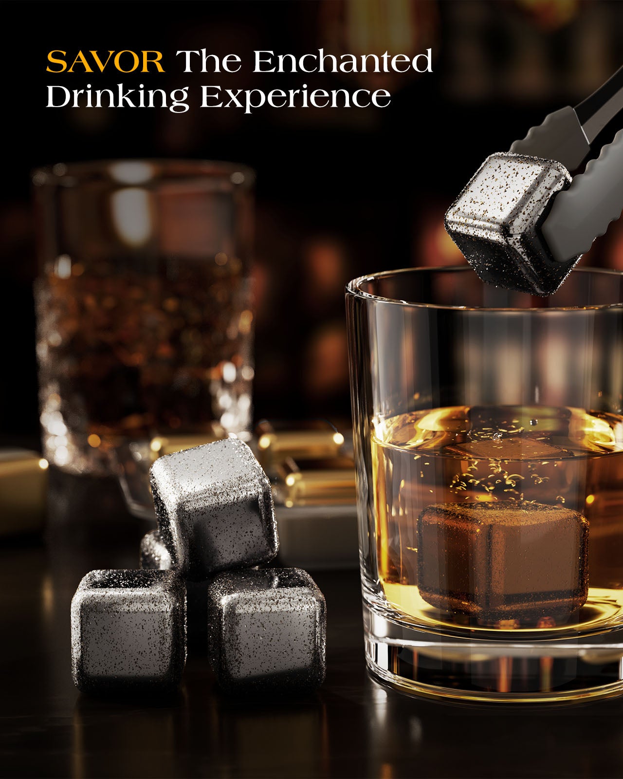 Kollea 8 Pack Sliver Stainless Steel Whiskey Stones, Gifts for Whiskey Drinkers