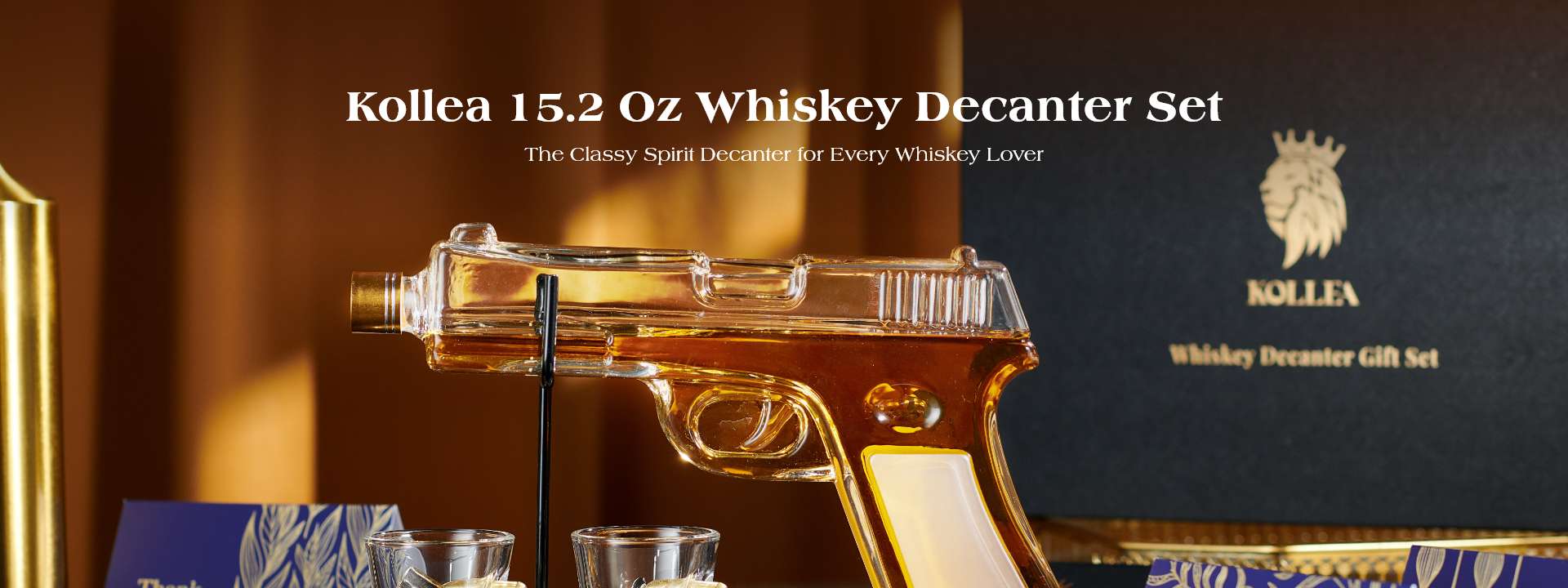 Kollea 15.2 Oz Whiskey Decanter Set, Unique Gift for Veterans Men Dad