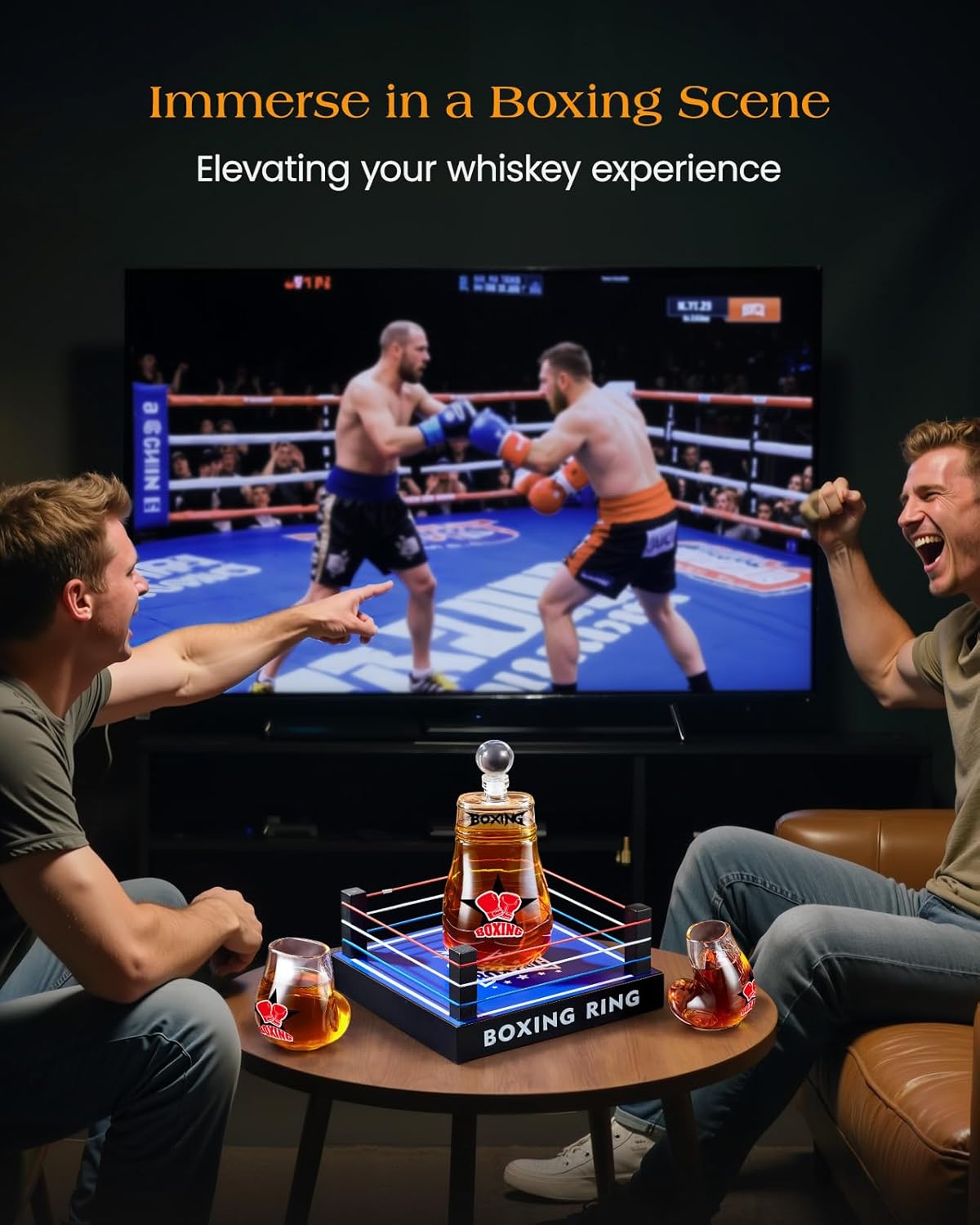 Kollea Boxing Whiskey Decanter Set - Black Letter