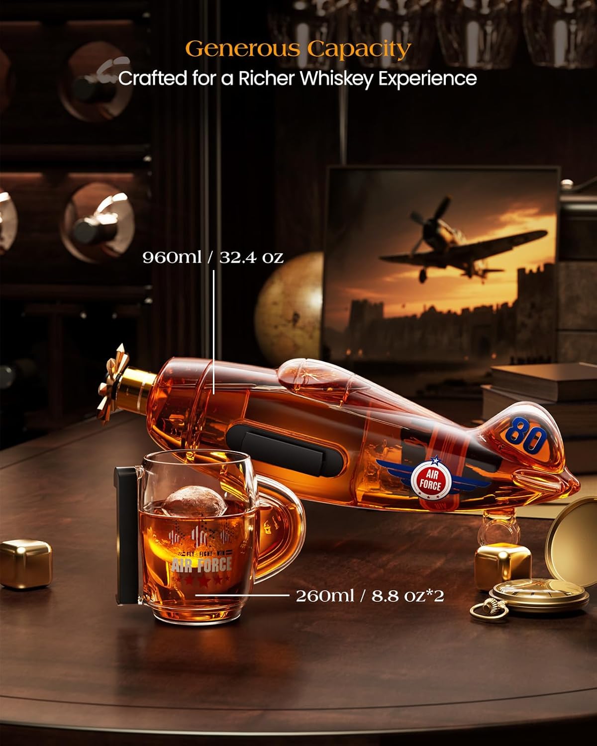 Kollea Fighter Aircraft Whiskey Decanter Set
