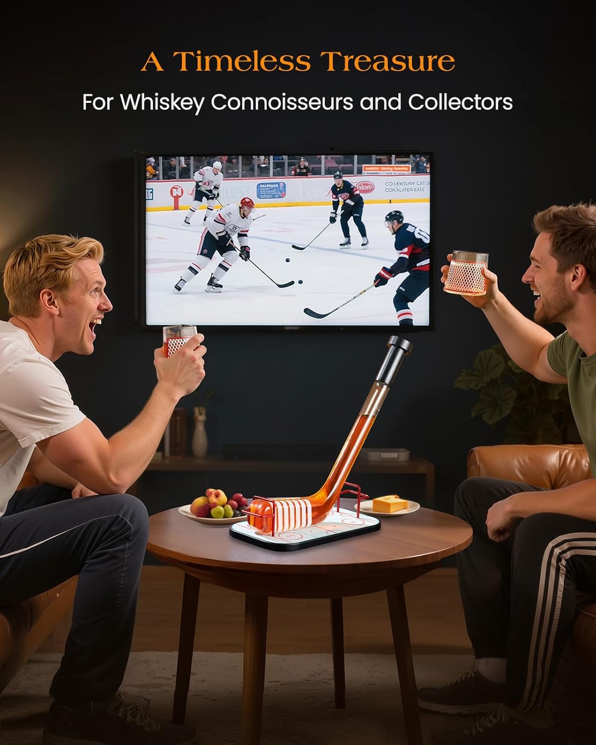 Kollea Ice Hockey Whiskey Decanter Set with 2 Glasses