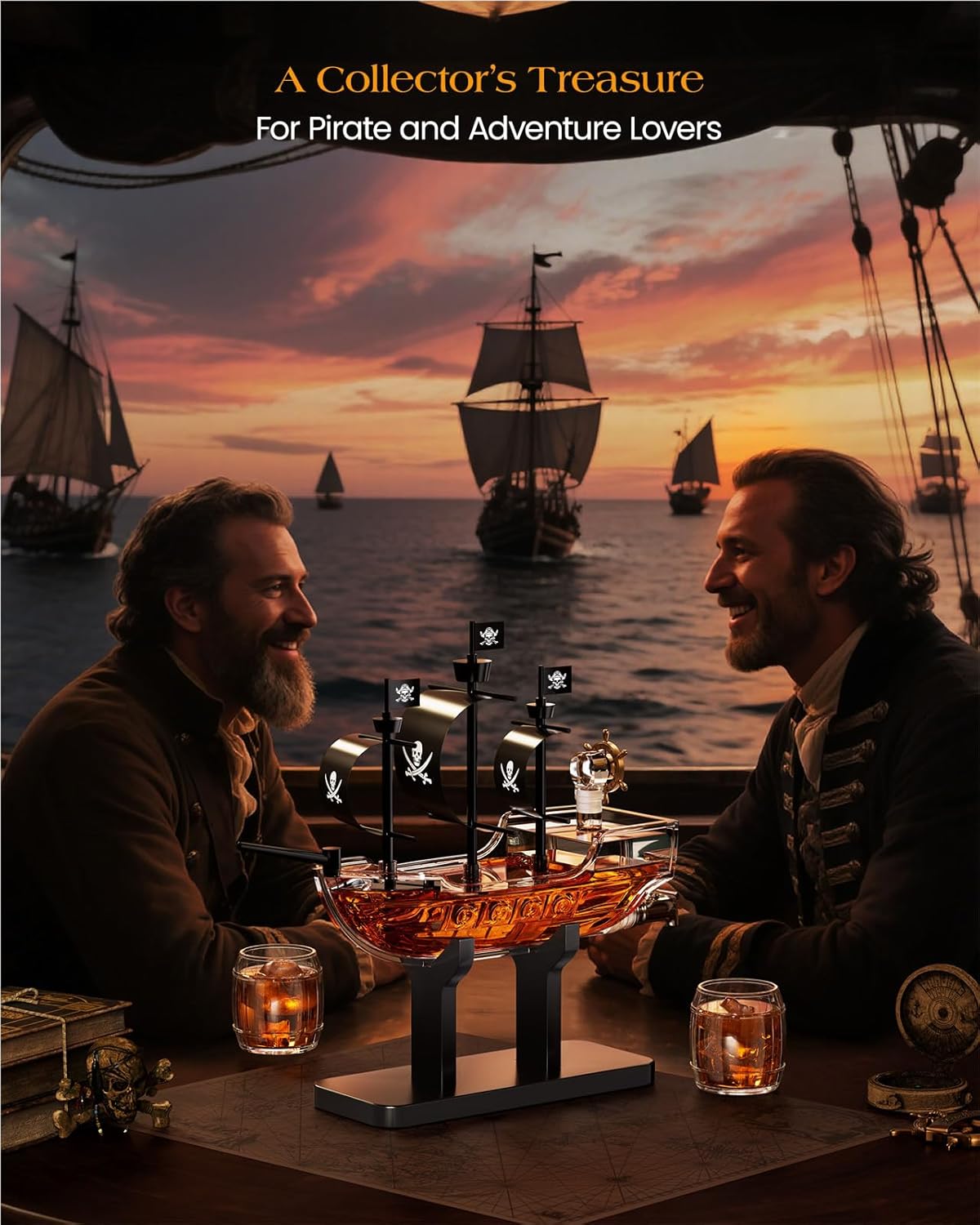 Kollea Pirate Ship Whiskey Decanter Set