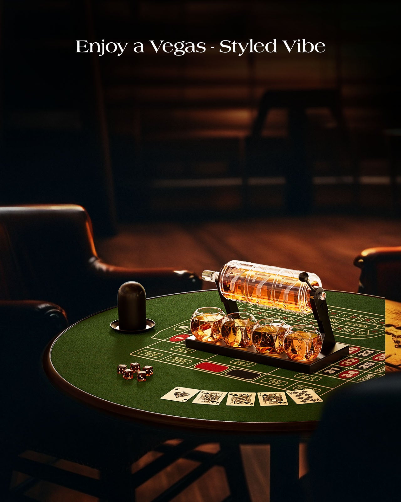 Kollea 50.7 Oz Slot Machine Whiskey Decanter Set with 4 Glasses