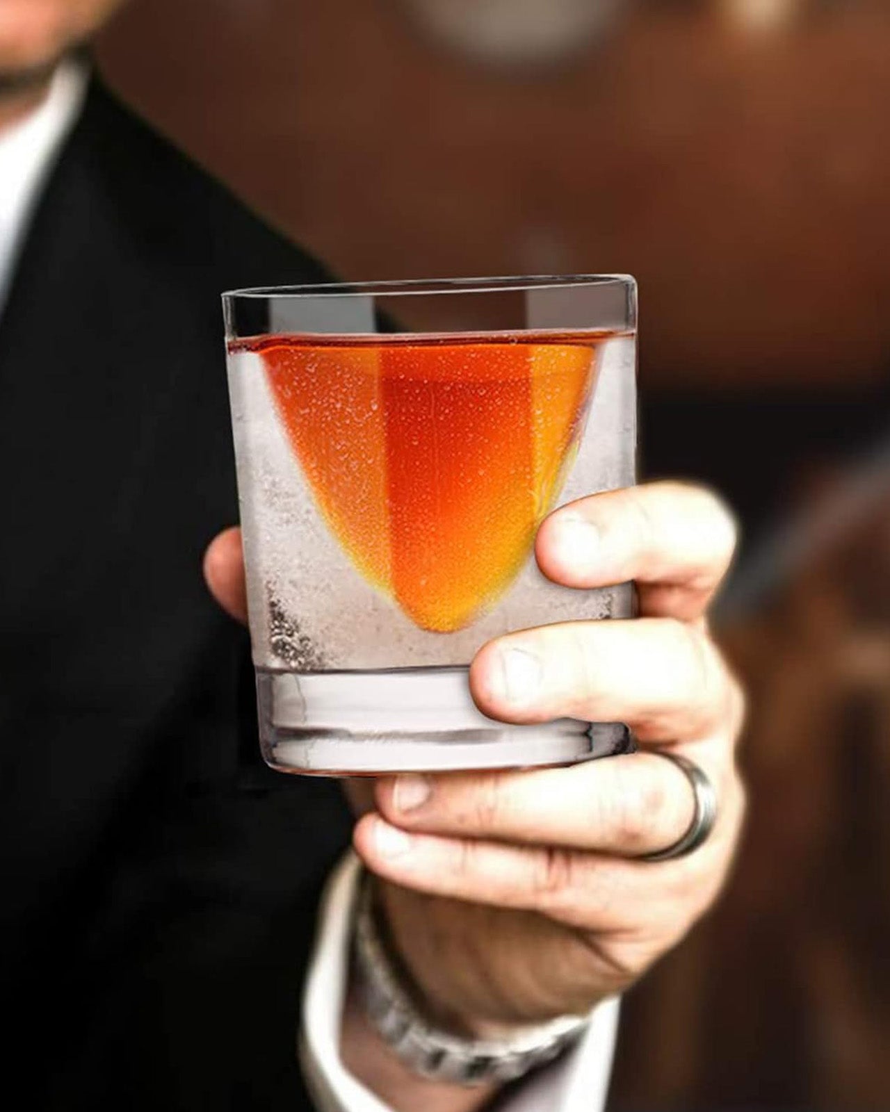 Kollea Whiskey Wedge Glasses with Silicone Ice Mold, Whiskey Glasses Gift