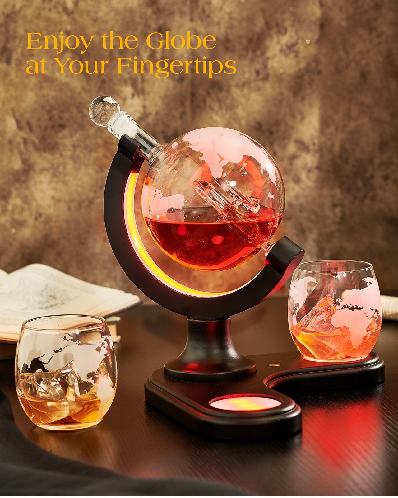 Kollea 30.4 Oz Globe Whiskey Decanter Set, Best Whiskey Christmas Gift 🎁