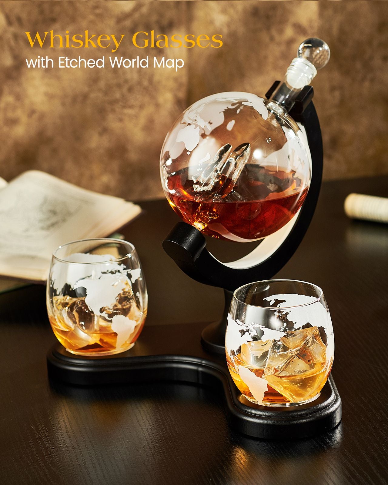 Kollea 30.4 Oz Globe Whiskey Decanter Set, Best Whiskey Christmas Gift 🎁