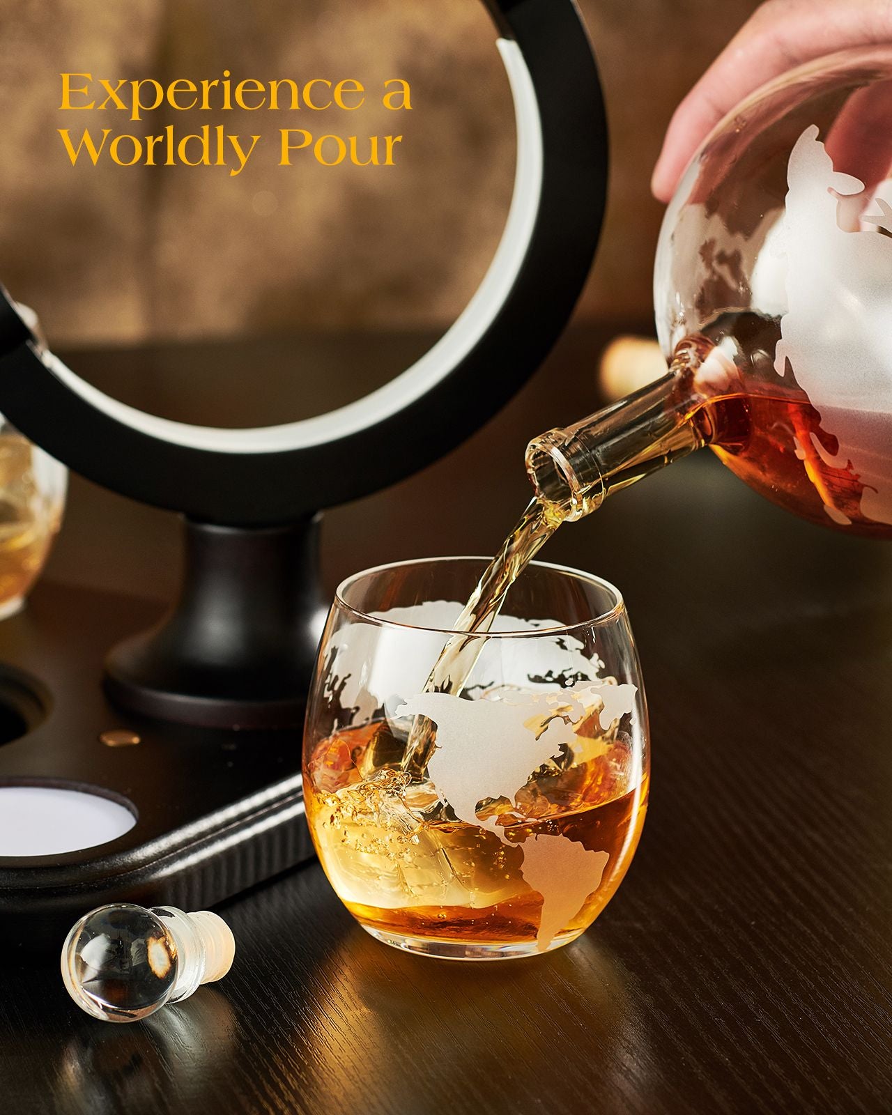 Kollea 30.4 Oz Globe Whiskey Decanter Set, Best Whiskey Christmas Gift 🎁