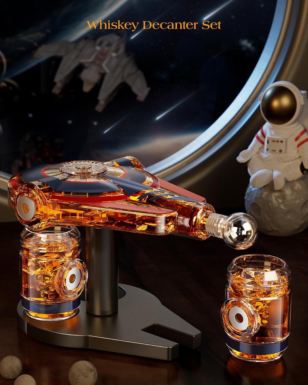 Kollea Galaxy Blue Spaceship Whiskey Decanter