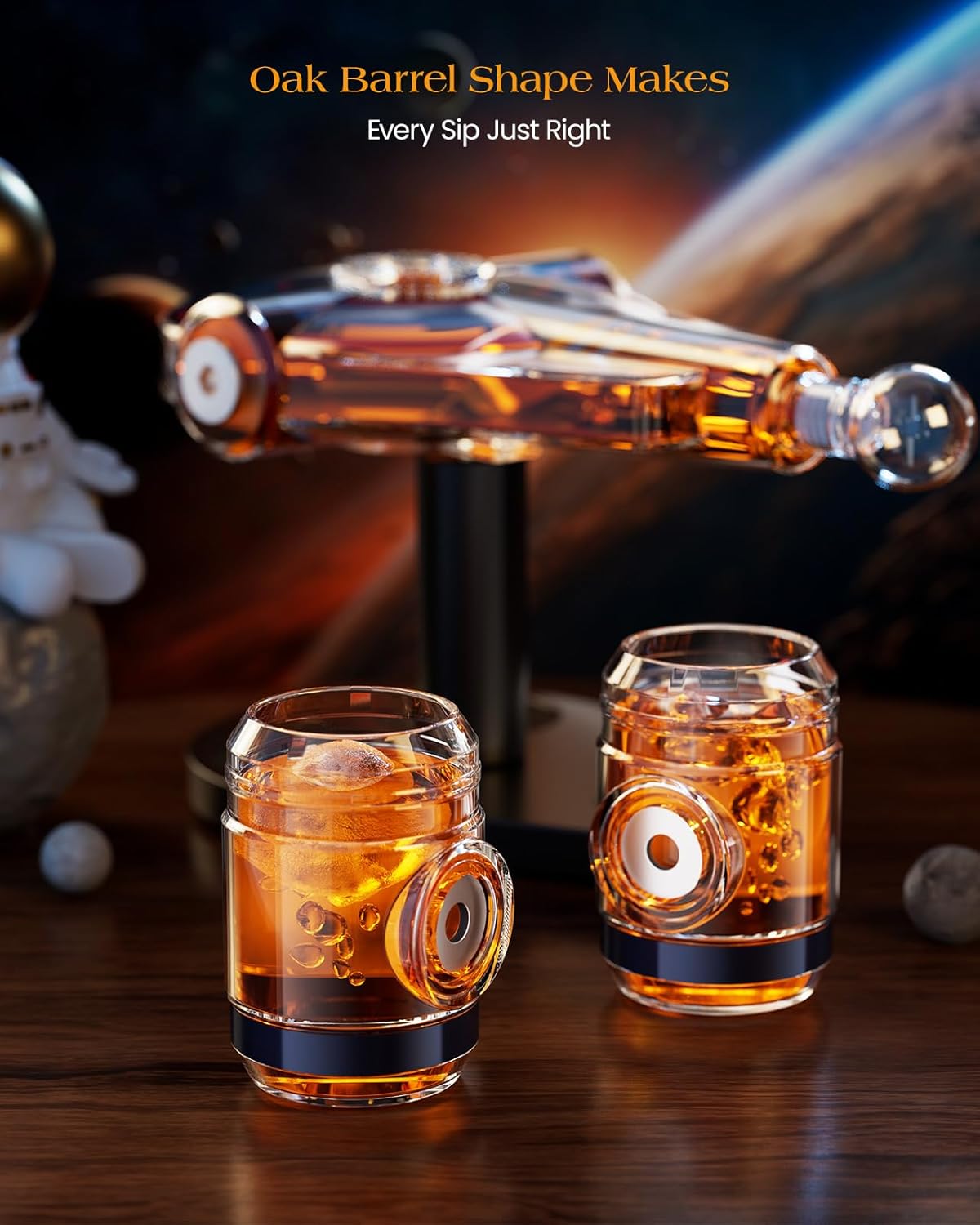 Kollea Galaxy Blue Spaceship Whiskey Decanter