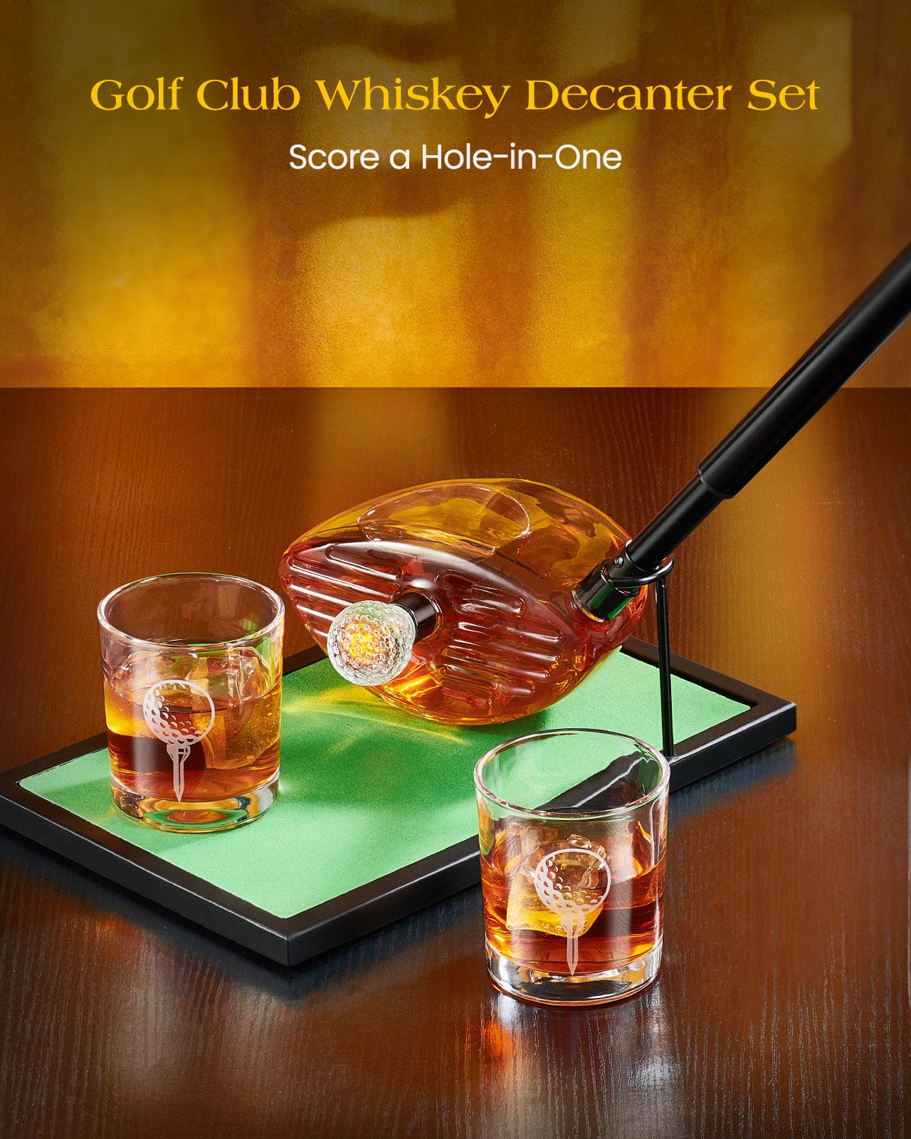 Kollea 29 Oz Golf Club Whiskey Decanter with Golf Ball Shot Glasses, Golf Themed Liquor Decanter Set for Men Husband Coaches Golfers, Unique Gift for Him