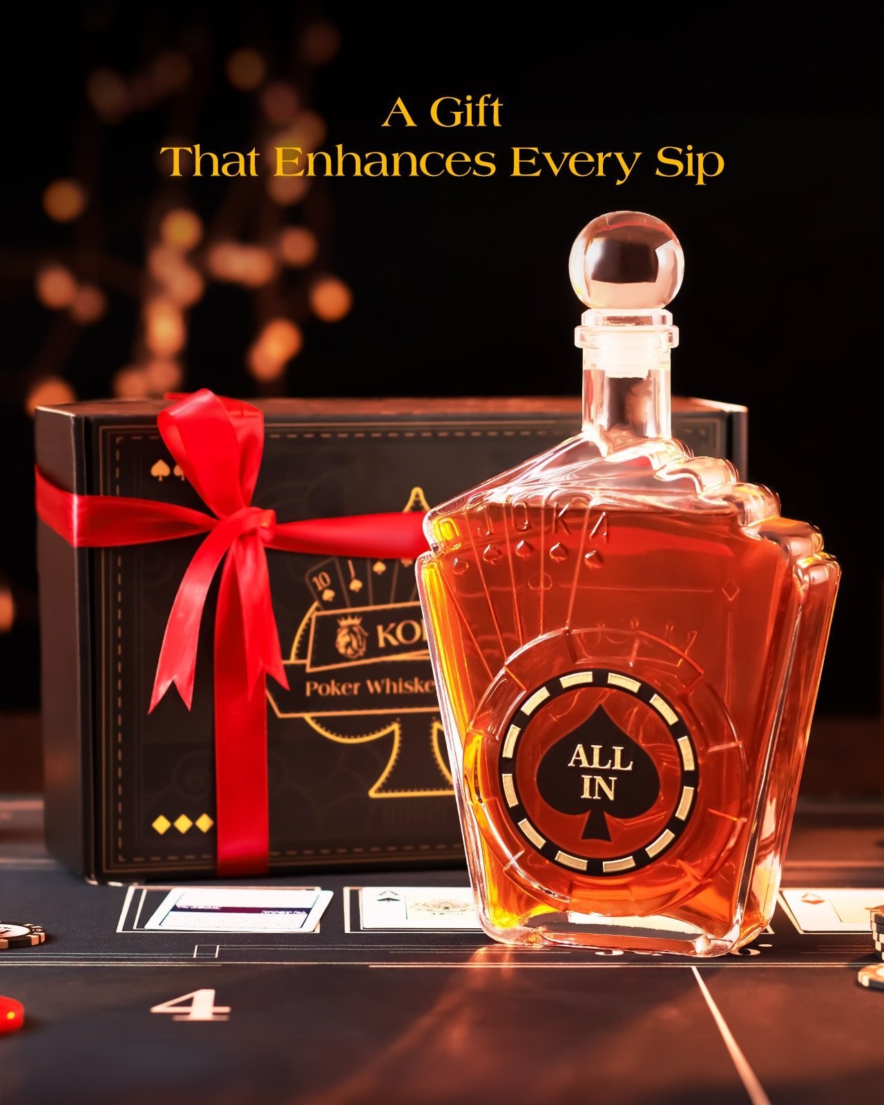 Kollea 27.05 Oz Texas Hold'em Poker Whiskey Decanter, Unique Gift for Him