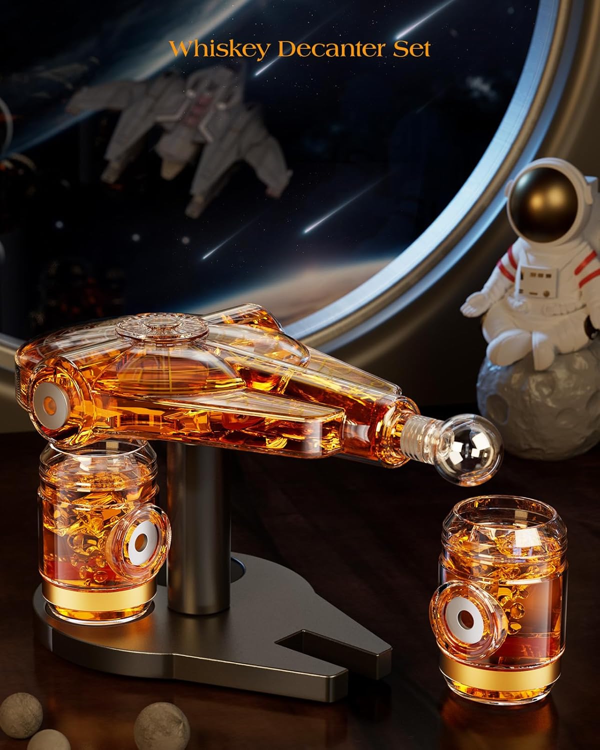Kollea Galaxy Golden Spaceship Whiskey Decanter