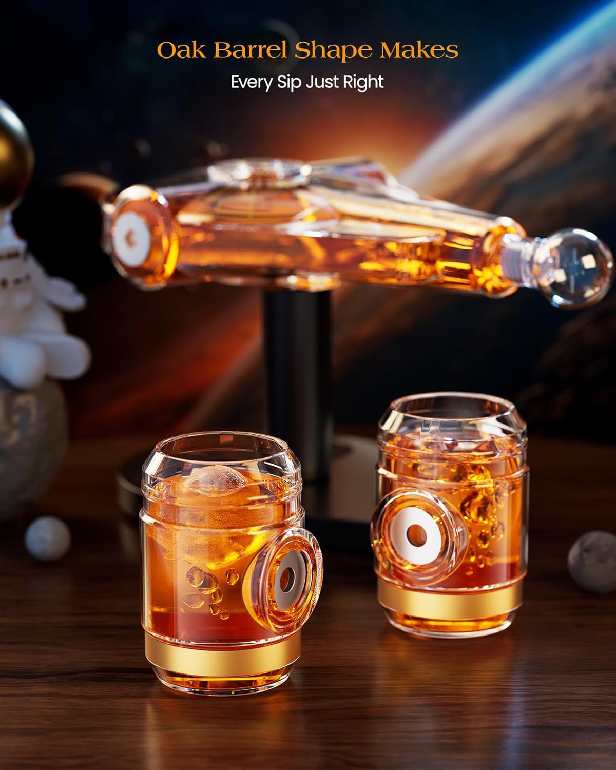 Kollea Galaxy Golden Spaceship Whiskey Decanter