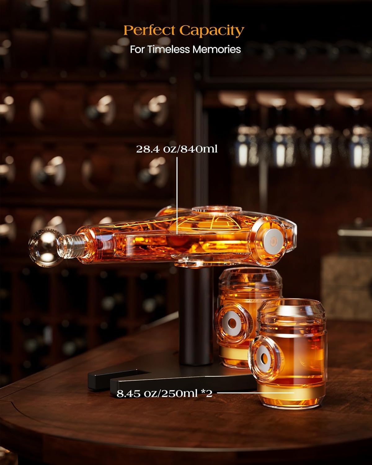 Kollea Galaxy Golden Spaceship Whiskey Decanter