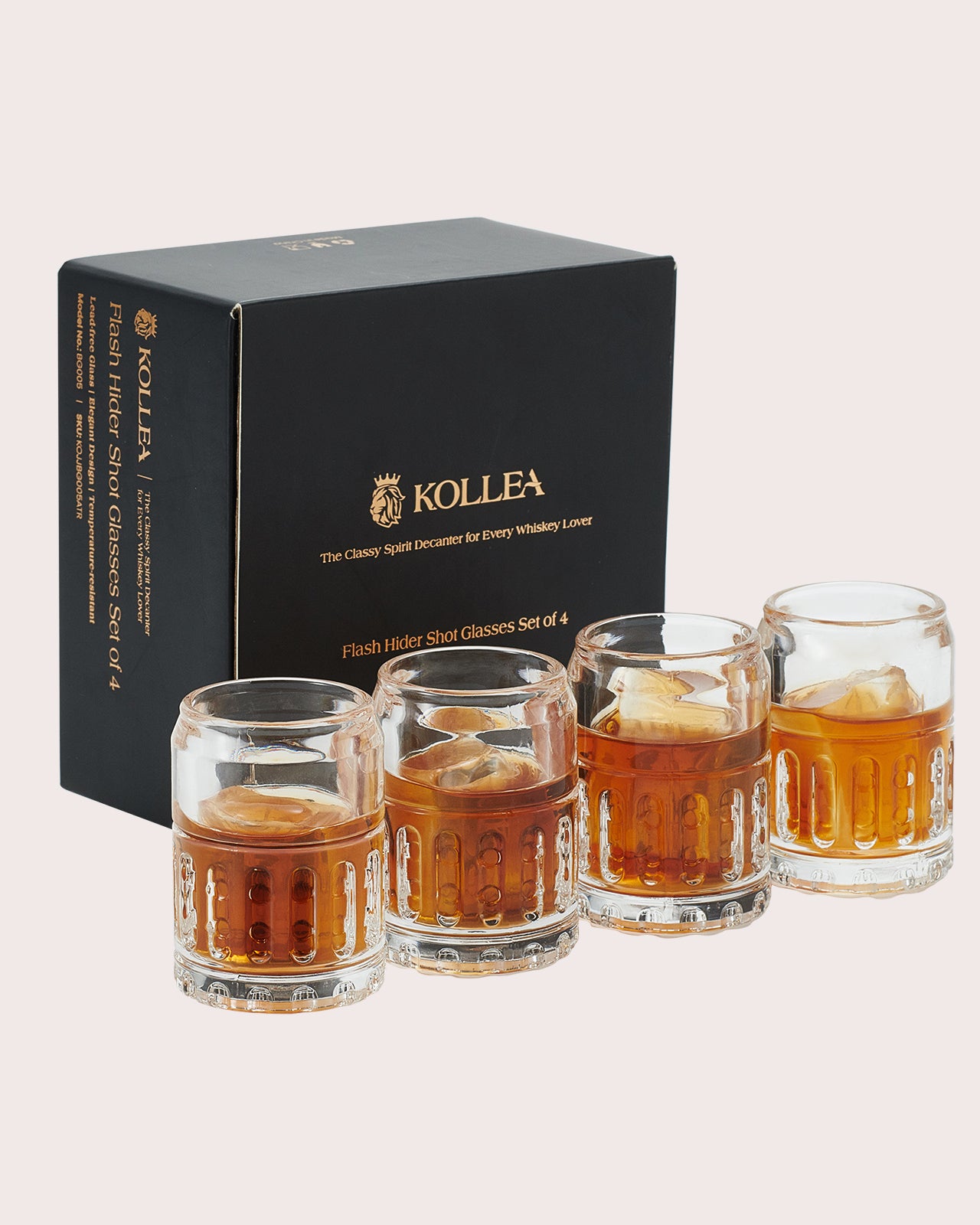 Kollea Shot Glasses, Flash Hider Shaped Clear Shot Glasses Set of 4 with Heavy Base, 21st Birthday Gifts For Men, Dad, Husband