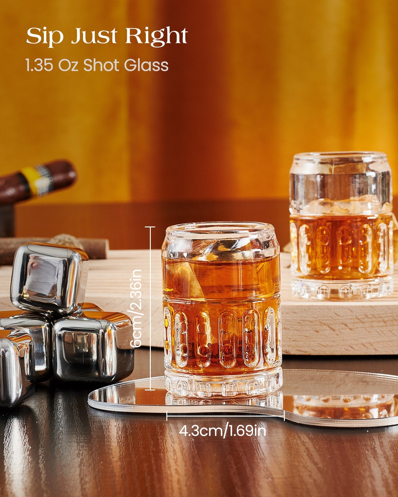 Kollea Shot Glasses, Flash Hider Shaped Clear Shot Glasses Set of 4 with Heavy Base, 21st Birthday Gifts For Men, Dad, Husband