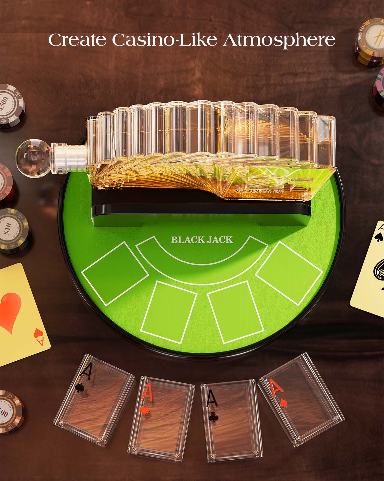 Kollea 37.2 Oz Blackjack Whiskey Decanter Set with 4 Glasses