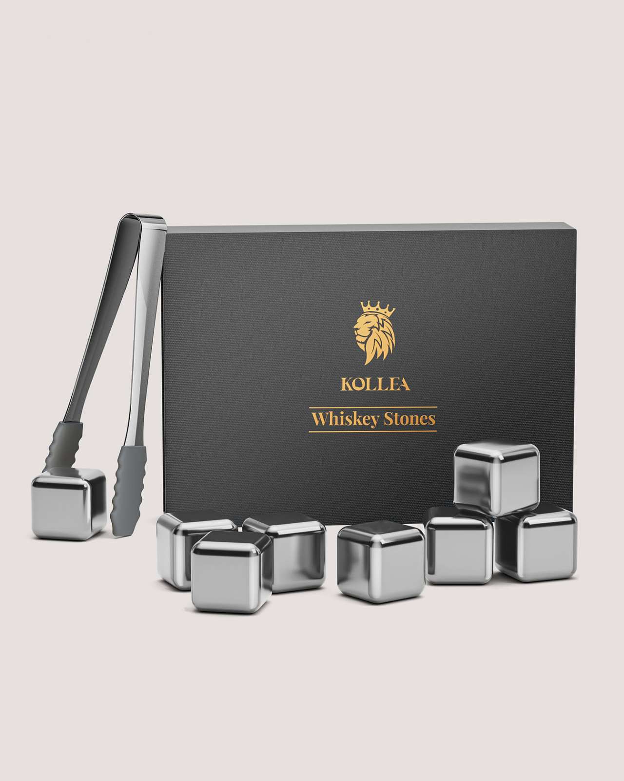 Kollea 8 Pack Sliver Stainless Steel Whiskey Stones, Gifts for Whiskey Drinkers