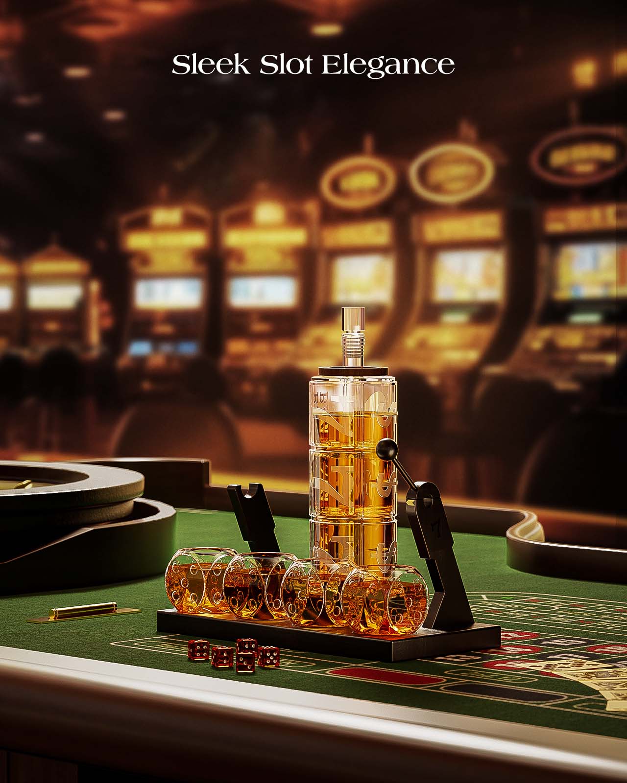 Kollea 50.7 Oz Slot Machine Whiskey Decanter Set with 4 Glasses