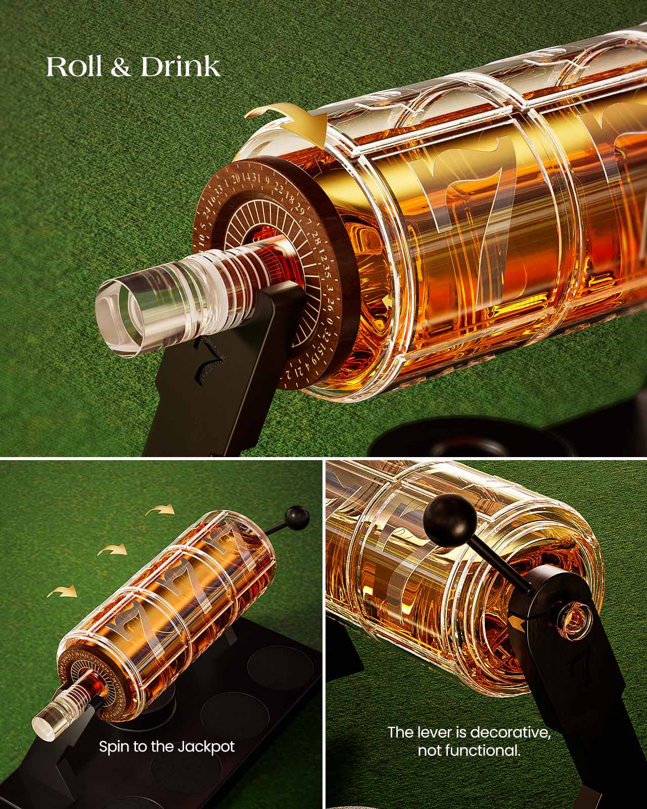 Kollea 50.7 Oz Slot Machine Whiskey Decanter Set with 4 Glasses