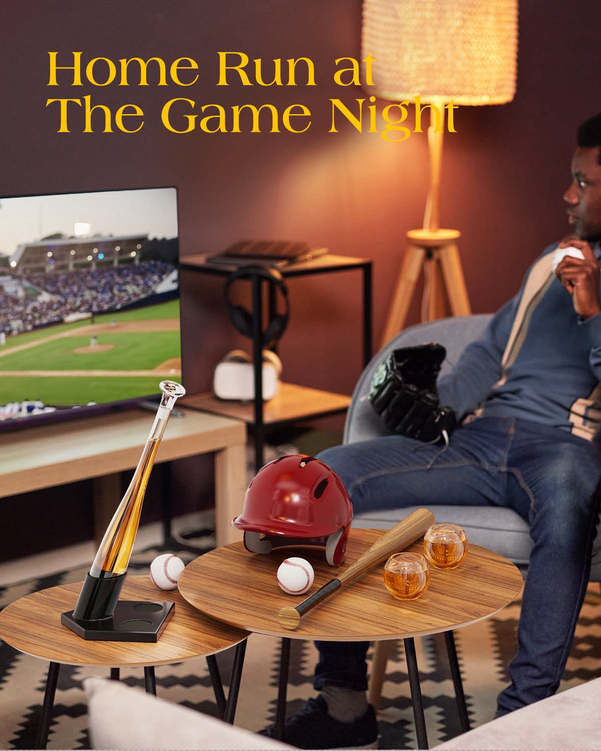 Kollea Baseball Bat 20 Oz Whiskey Decanter Set, Gift for Men, Coach, Boyfriend