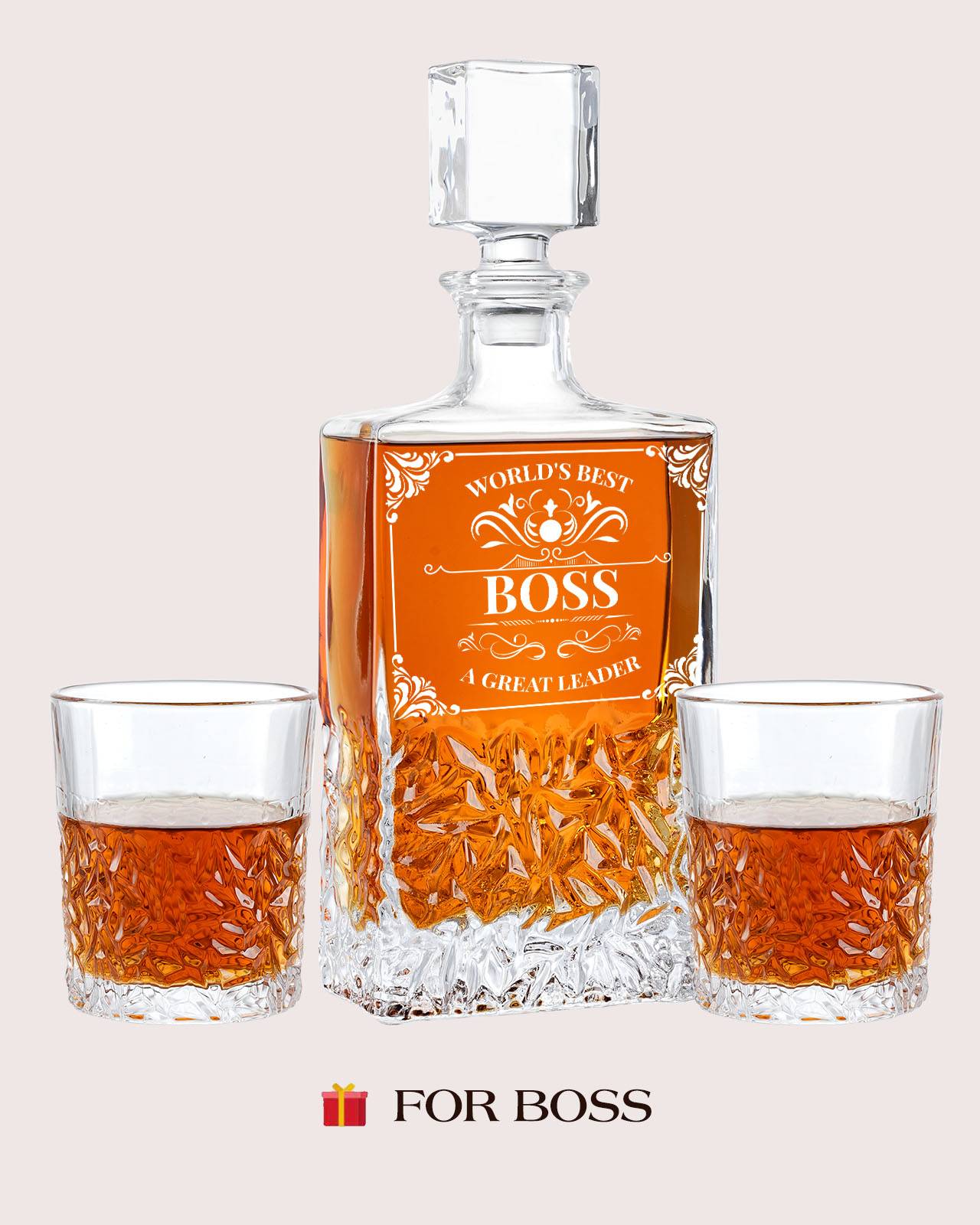 Kollea 27 Oz  Glass Decanters for Liquor, Cool Boss Gifts for Men