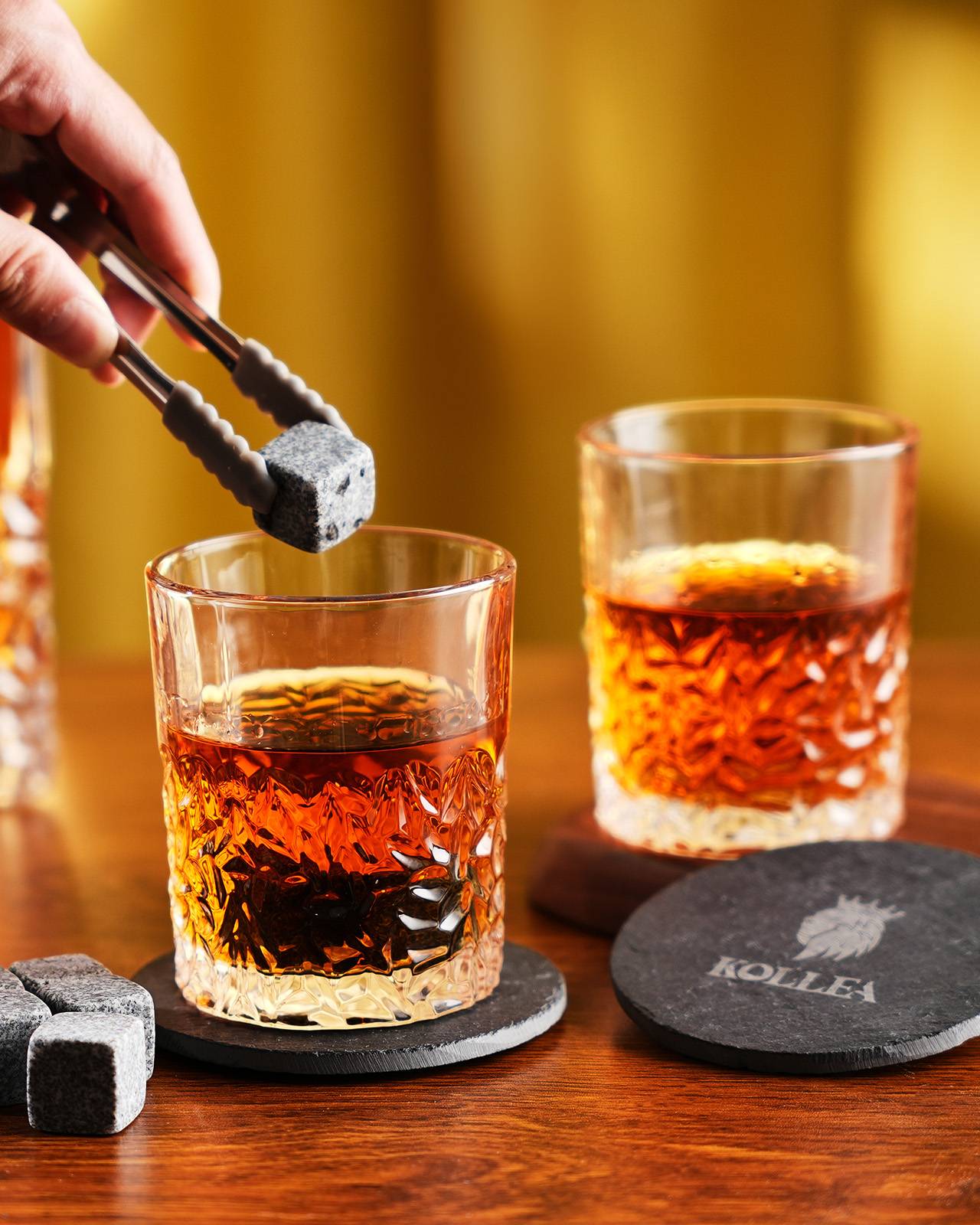 Buy 𝗕𝗘𝗦𝗧 𝗚𝗜𝗙𝗧: Gifts For Men Dad - Whiskey Glass Set of 2 - Bourbon  Whiskey Stones Wood Box Gift Set - Includes Crystal Whisky Glasses,  Chilling Rocks, Slate Coasters for Scotch