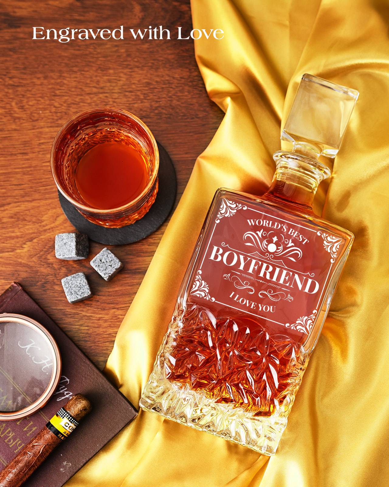 Kollea 27 Oz Whiskey Decanter Set, Unique Anniversary Valentines Gift for Boyfriend